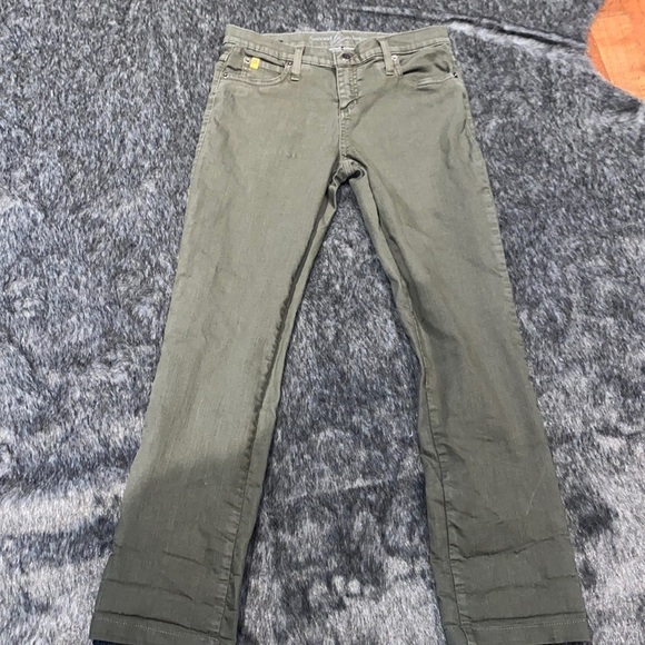 Second  Yoga Olive green straight legs stretchy jeans Sz 28 - Picture 3 of 16